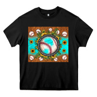 Black baseball turquoise sunflower Heavy Core Tee - JahusDesignShop