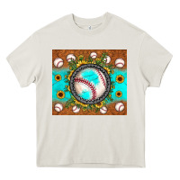 Cream baseball turquoise sunflower Heavy Core Tee - JahusDesignShop