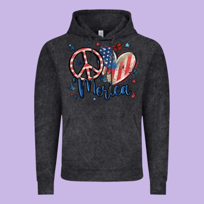 Peace Love 'merica Vintage Hoodie Designed By Maliassmallbusiness