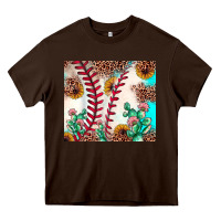 Chocolate Brown baseball leopard turquoise cactus sunflower Heavy Core Tee - JahusDesignShop