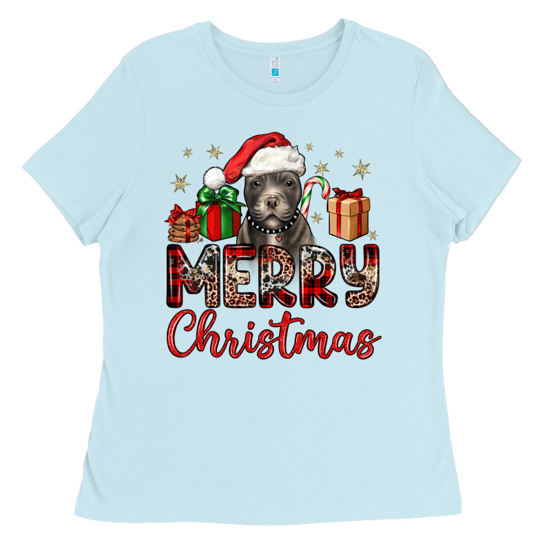 Merry Christmas Pitbull Ladies Tee by JahusDesignShop | Teevron