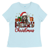 Baby Blue merry christmas pitbull Ladies Tee - JahusDesignShop