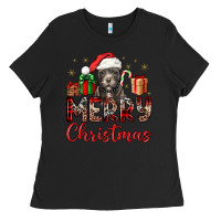 Black merry christmas pitbull Ladies Tee - JahusDesignShop