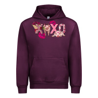 Mauve Wine Valentine's Day Pig Xoxo Urban Hoodie - FaDigitalArtStudio