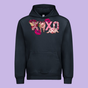 Valentine's Day Pig Xoxo Urban Hoodie Designed By Fadigitalartstudio