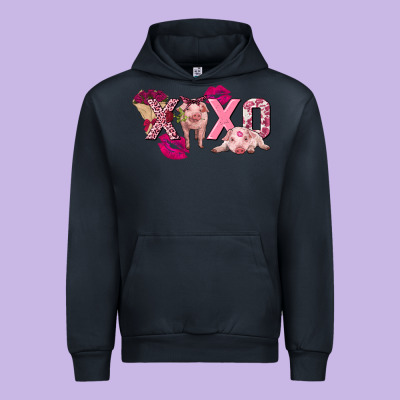 Valentine's Day Pig Xoxo Urban Hoodie Designed By Fadigitalartstudio