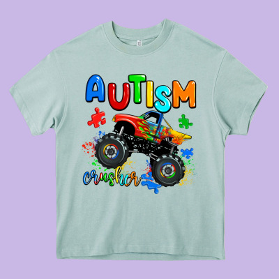 Autism Crusher Heavy Core Tee Designed By Adodesignshop