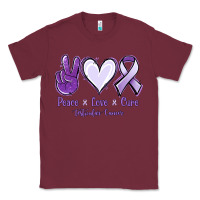 Burgundy Peace love cure Testicular Cancer Classic Tee - NancyCooperArtShop