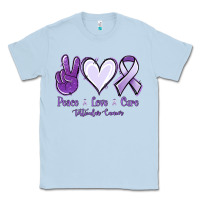 Dusty Blue Peace love cure Testicular Cancer Classic Tee - NancyCooperArtShop