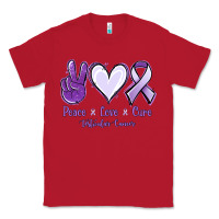 Red Peace love cure Testicular Cancer Classic Tee - NancyCooperArtShop