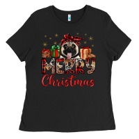 Black merry christmas pug Ladies Tee - JahusDesignShop