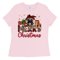 Bubblegum Pink merry christmas pug Ladies Tee - JahusDesignShop