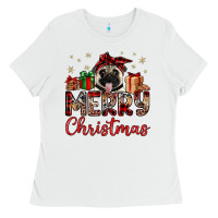 White merry christmas pug Ladies Tee - JahusDesignShop