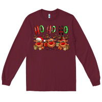 Burgundy Ho ho ho Reindeer Long Sleeve Tee - NancyCooperArtShop