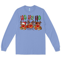 Colony Blue Ho ho ho Reindeer Long Sleeve Tee - NancyCooperArtShop