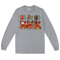 Heather Grey Ho ho ho Reindeer Long Sleeve Tee - NancyCooperArtShop