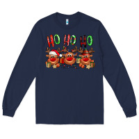 Navy Ho ho ho Reindeer Long Sleeve Tee - NancyCooperArtShop