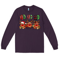 Plum Ho ho ho Reindeer Long Sleeve Tee - NancyCooperArtShop