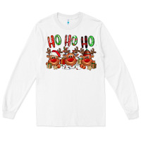 White Ho ho ho Reindeer Long Sleeve Tee - NancyCooperArtShop