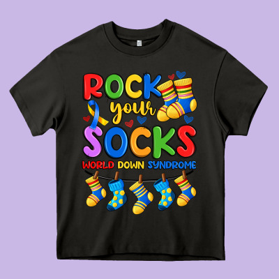 Rock Your  World Down Syndrome Heavy Core Tee Designed By Artiststas