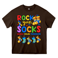 Chocolate Brown rock your  world down syndrome Heavy Core Tee - Artiststas