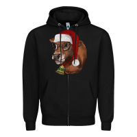 Black christmas glasses heifer Zipper Hoodie - RanaPortraitStore