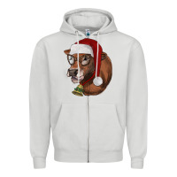 Dove Grey christmas glasses heifer Zipper Hoodie - RanaPortraitStore