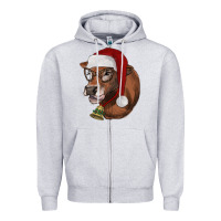 Heather Grey christmas glasses heifer Zipper Hoodie - RanaPortraitStore
