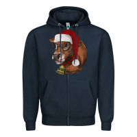 Navy christmas glasses heifer Zipper Hoodie - RanaPortraitStore