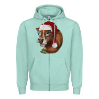 Seafoam christmas glasses heifer Zipper Hoodie - RanaPortraitStore