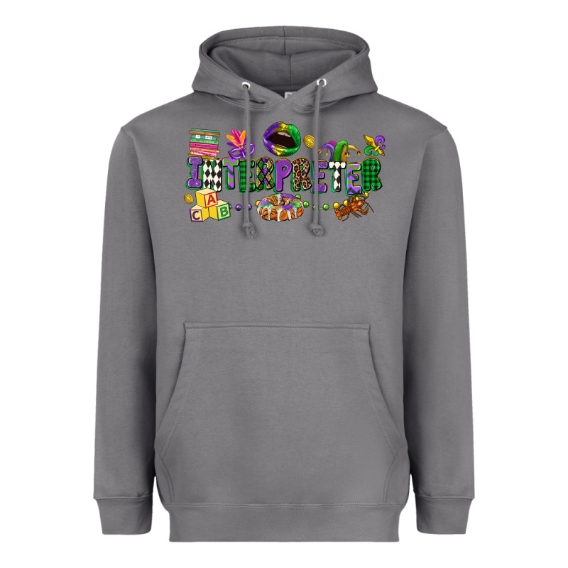 Interpreter Mardi Gras Heavyweight Hoodie by CowGirlArtShop | Teevron