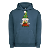 Pigment Midnight Navy Christmas Gnome With Gift Urban Hoodie - BundleAndBundleShop