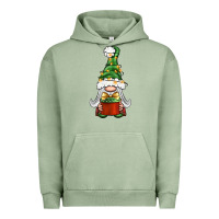 Pigment Oil Green Christmas Gnome With Gift Urban Hoodie - BundleAndBundleShop
