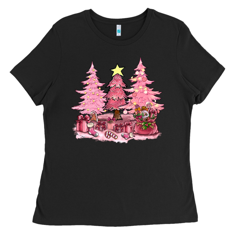 Pink Christmas Trees With Gift Box Bbs Ladies Tee by BundleAndBundleShop | Teevron