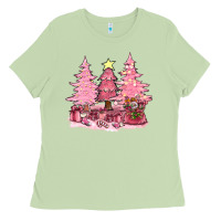 Matcha pink christmas trees with gift box bbs Ladies Tee - BundleAndBundleShop
