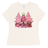 Bone pink christmas trees with gift box bbs Ladies Tee - BundleAndBundleShop