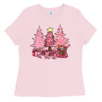 Bubblegum Pink pink christmas trees with gift box bbs Ladies Tee - BundleAndBundleShop