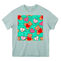 Arona valentines day teddy bears and cookies seamless pattern Heavy Core Tee - BundleAndBundleShop