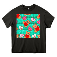 Asphalt valentines day teddy bears and cookies seamless pattern Heavy Core Tee - BundleAndBundleShop