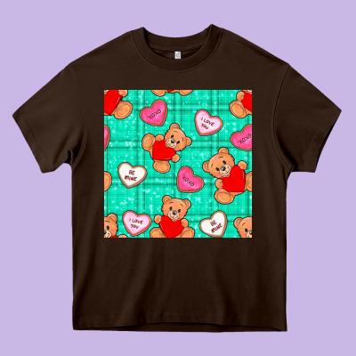 Valentines Day Teddy Bears And Cookies Seamless Pattern Heavy Core Tee Designed By Bundleandbundleshop