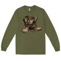 Army Green soldier veteran boots Long Sleeve Tee - MaliasSmallBusiness