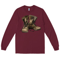 Burgundy soldier veteran boots Long Sleeve Tee - MaliasSmallBusiness
