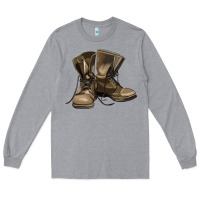 Heather Grey soldier veteran boots Long Sleeve Tee - MaliasSmallBusiness