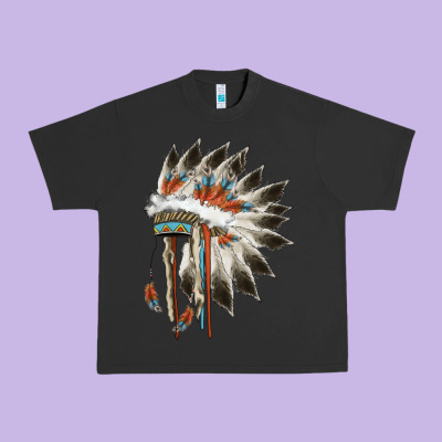 Indian Headress Urban Heavy Tee Designed By Adodesignshop