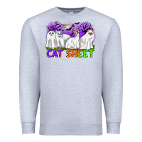 Heather Grey cat sheet ghost cats halloween Premium Sweatshirt - CowGirlArtShop