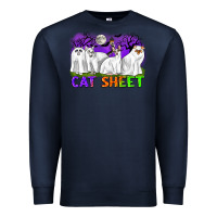 Navy cat sheet ghost cats halloween Premium Sweatshirt - CowGirlArtShop