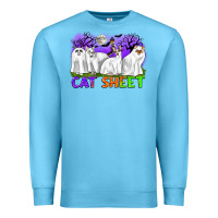 Ocean Blue cat sheet ghost cats halloween Premium Sweatshirt - CowGirlArtShop