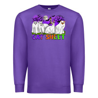 Purple cat sheet ghost cats halloween Premium Sweatshirt - CowGirlArtShop