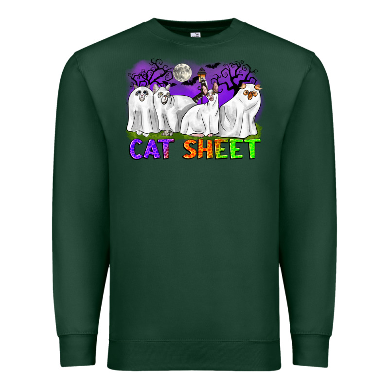 Cat Sheet Ghost Cats Halloween Premium Sweatshirt by CowGirlArtShop | Teevron