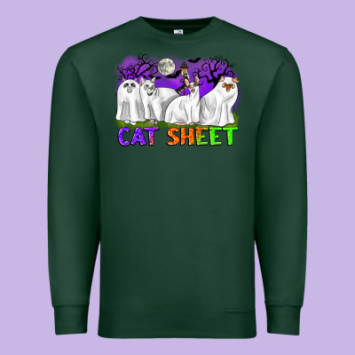 Cat Sheet Ghost Cats Halloween Premium Sweatshirt Designed By Cowgirlartshop
